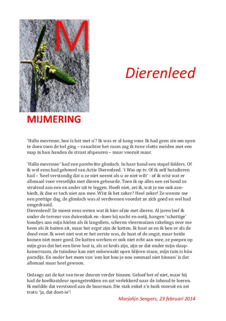 thumbnail of Mijmering 18 Dierenleed 06-04-2014
