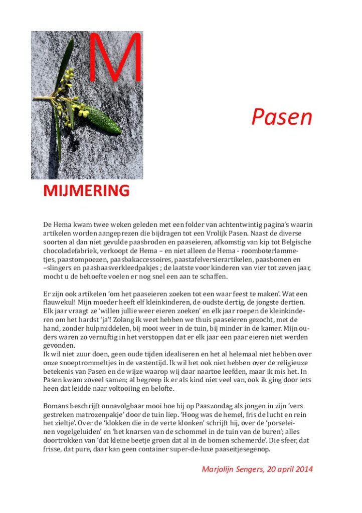 thumbnail of Mijmering 19 Pasen 20-04-2014
