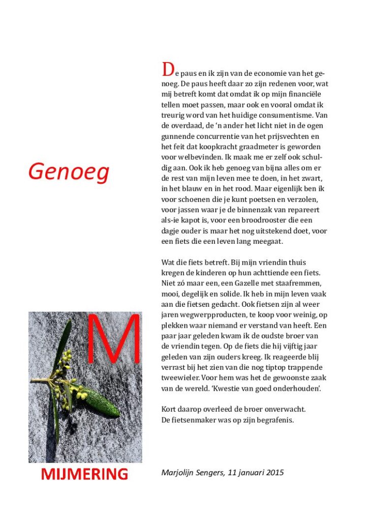 thumbnail of Mijmering 36 Genoeg 11-01-2015