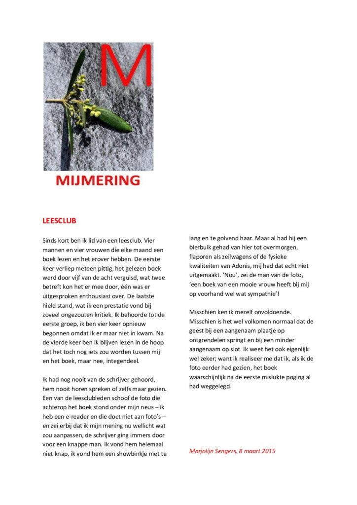 thumbnail of Mijmering 40 Leesclub 08-03-2015