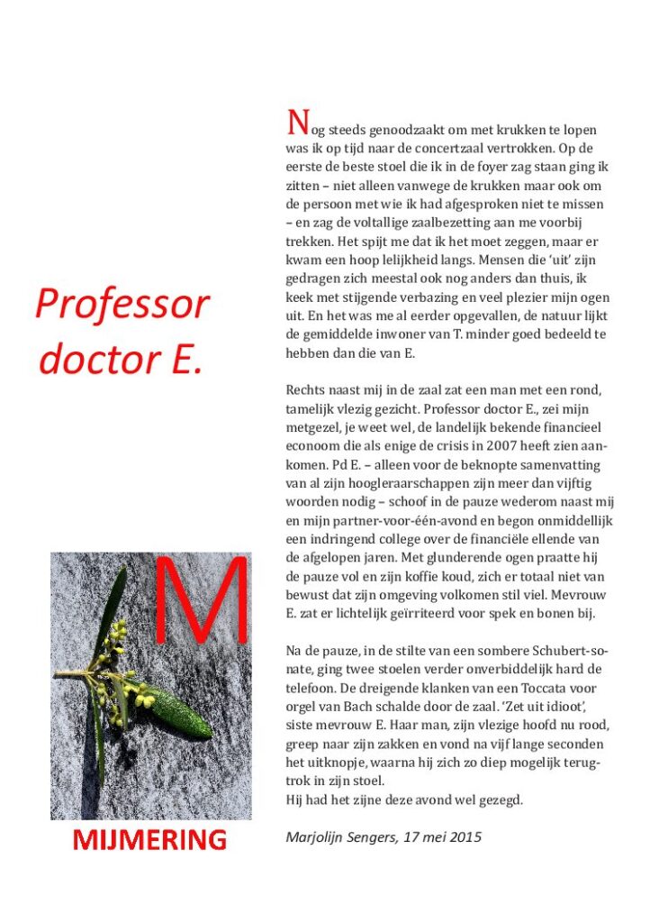 thumbnail of Mijmering 45 Professor doctor E. 17-05-2015