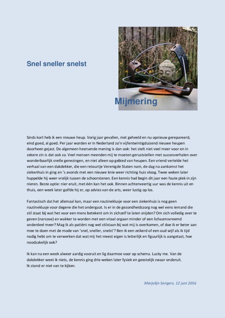 thumbnail of Mijmering 72.Snel sneller snelst 12-06-2016