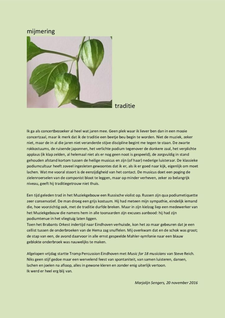 thumbnail of Mijmering 84 Traditie 20-11-2016