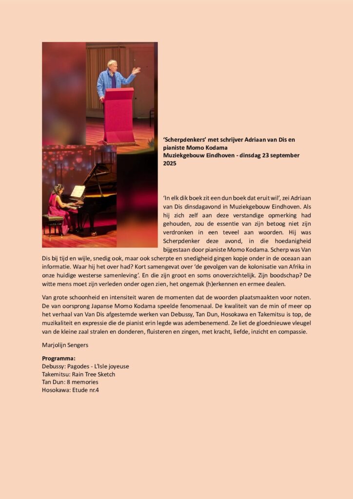 thumbnail of Scherpdenkers Kodama en Van Dis voor Muziekgebouw 23-09-2025