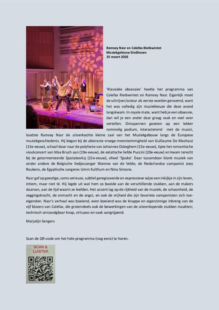 thumbnail of Ramsey Nasr en Calefax Rietkwintet 25-03-2026